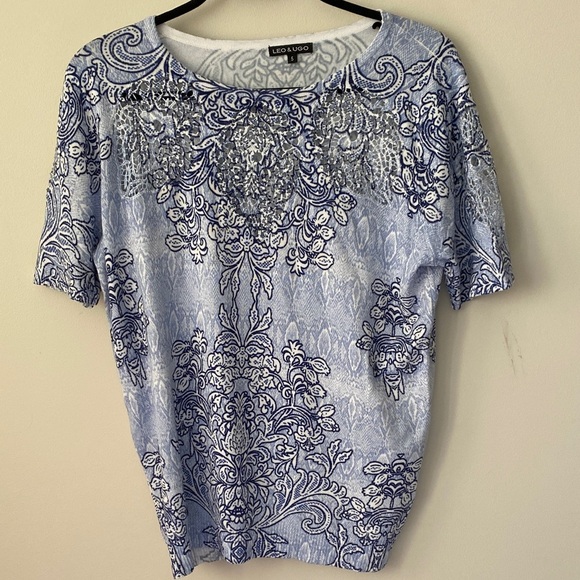 Blue Floral Women's Blouse - Picture 1 of 5